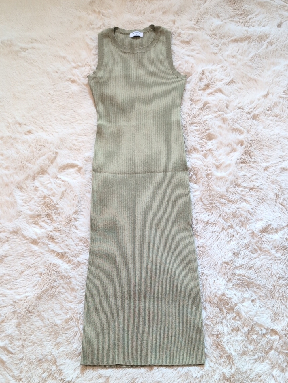 The Workshop Republic Clothing Olive Green Ribbed Maxi Dress